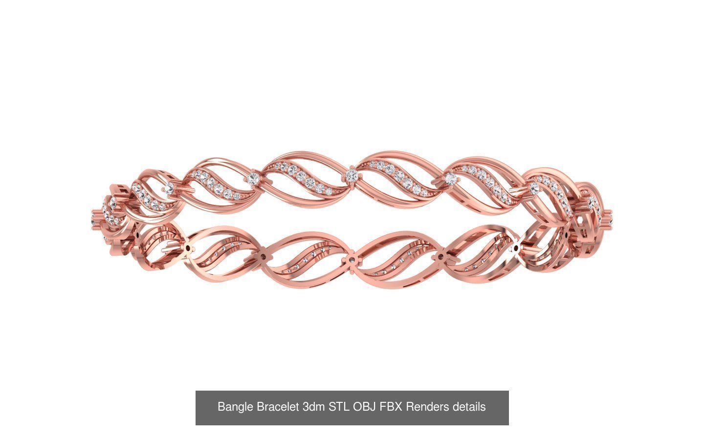 67 Women Bracelet Bangle 3dm STL OBJ FBX Details Collection _34