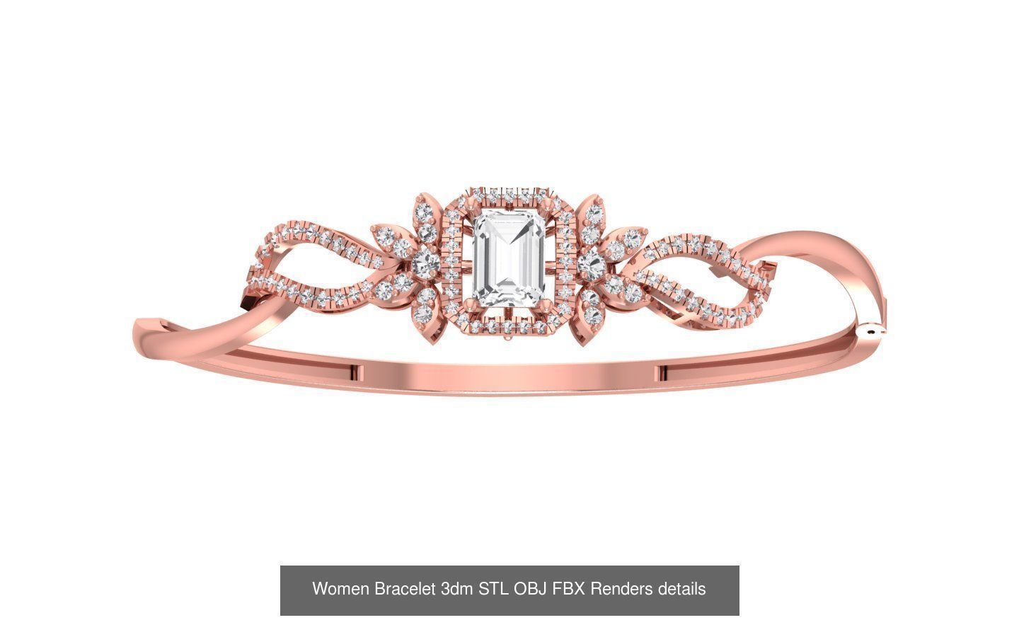 67 Women Bracelet Bangle 3dm STL OBJ FBX Details Collection _73