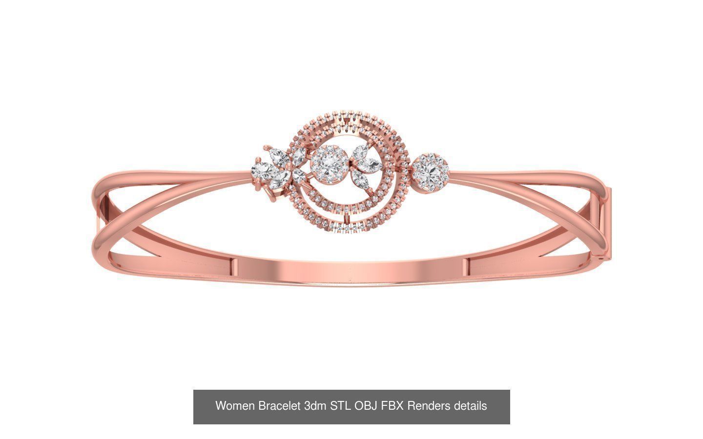 67 Women Bracelet Bangle 3dm STL OBJ FBX Details Collection _52