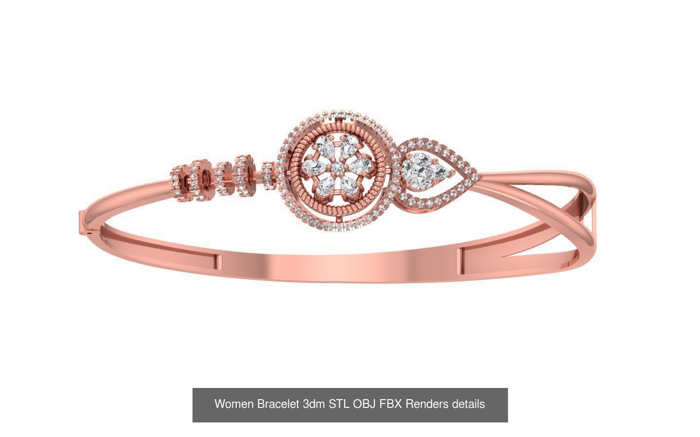 67 Women Bracelet Bangle 3dm STL OBJ FBX Details Collection _61