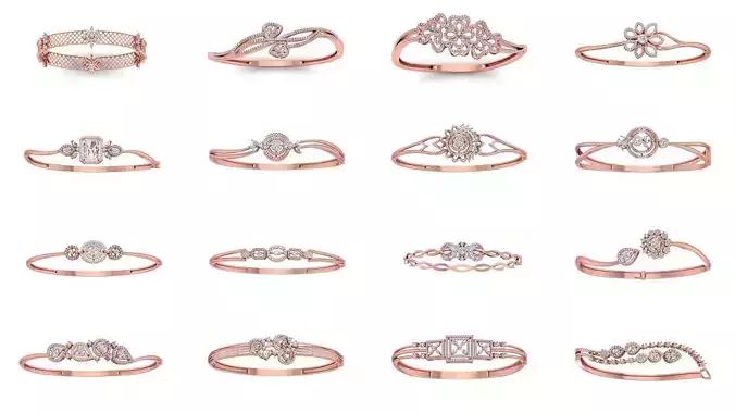 67 Women Bracelet Bangle 3dm STL OBJ FBX Details Collection 