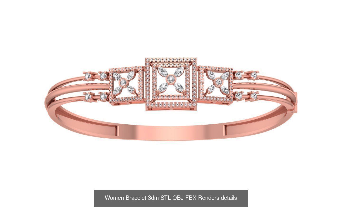 67 Women Bracelet Bangle 3dm STL OBJ FBX Details Collection _59