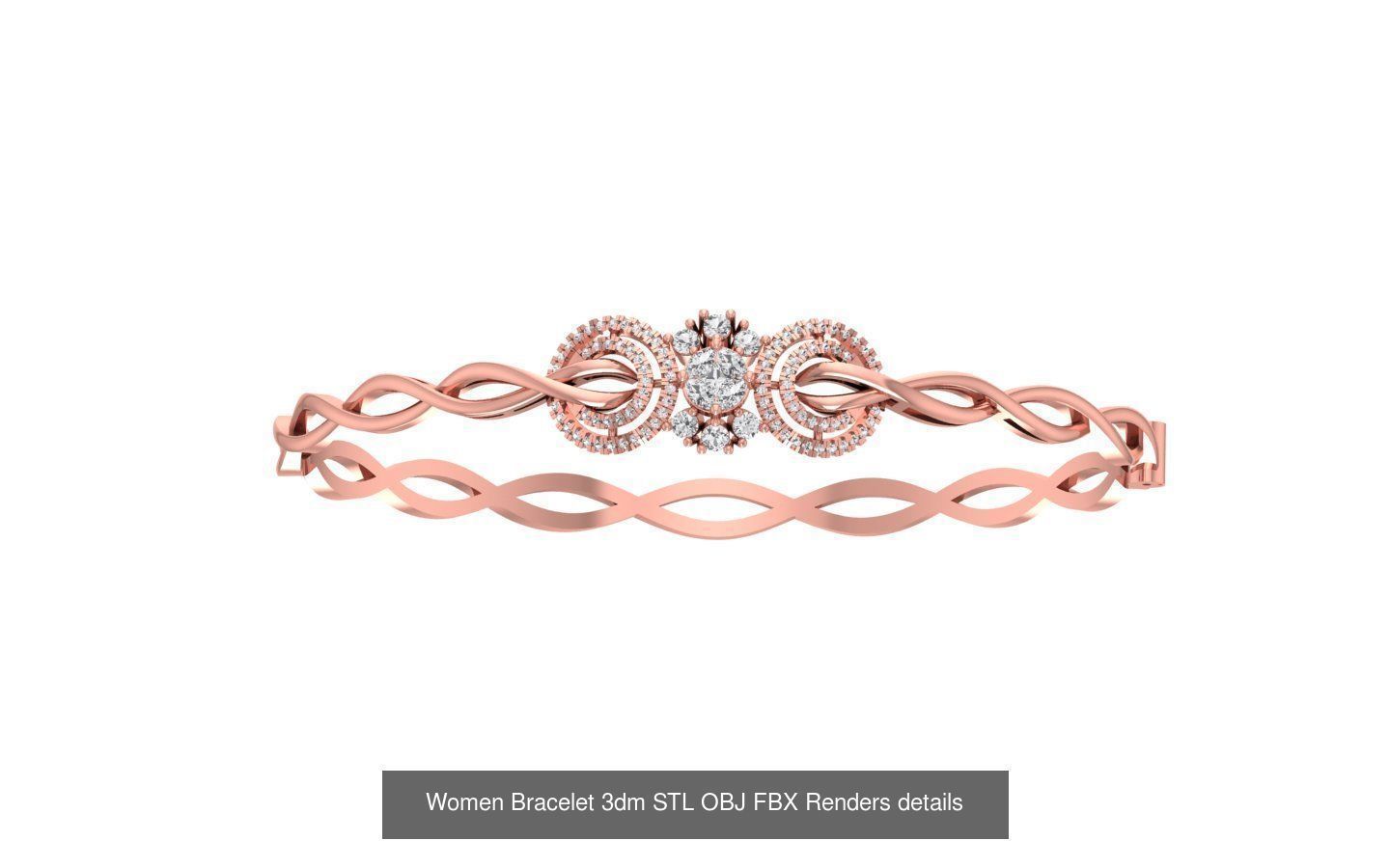 67 Women Bracelet Bangle 3dm STL OBJ FBX Details Collection _55