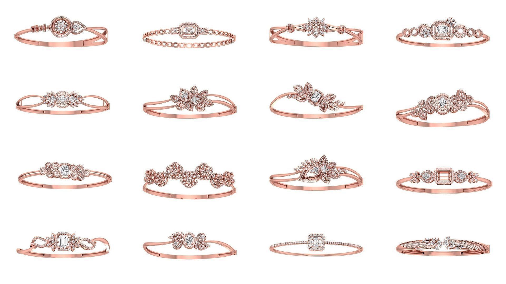 67 Women Bracelet Bangle 3dm STL OBJ FBX Details Collection _9