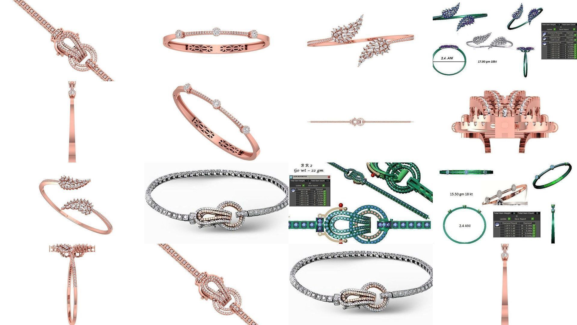 67 Women Bracelet Bangle 3dm STL OBJ FBX Details Collection _11