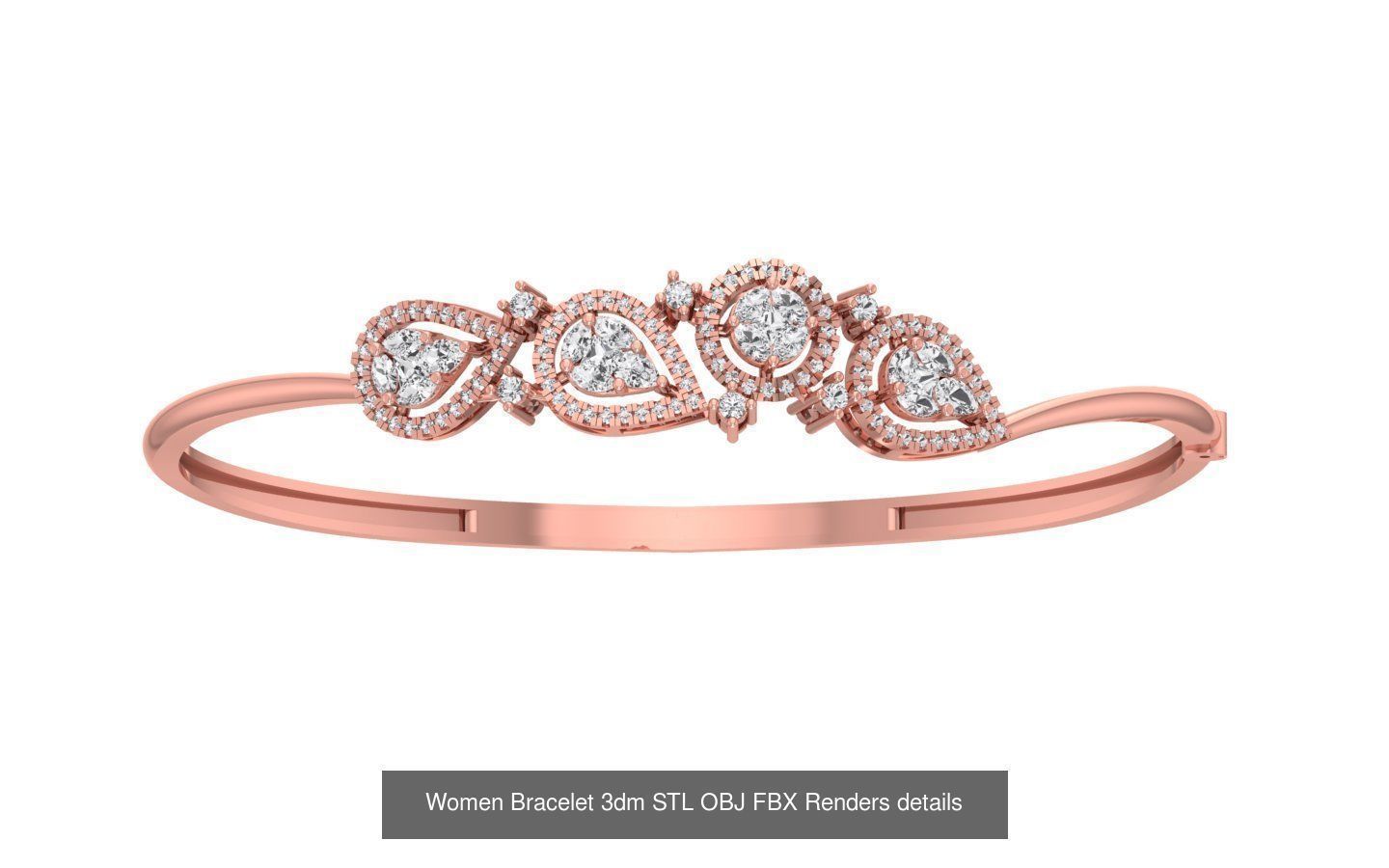 67 Women Bracelet Bangle 3dm STL OBJ FBX Details Collection _57