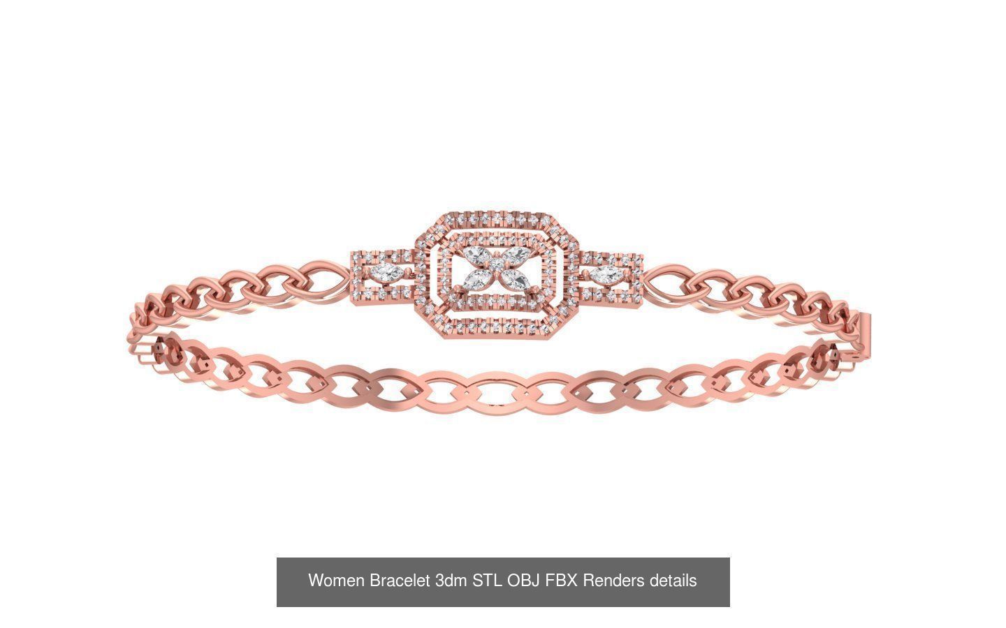 67 Women Bracelet Bangle 3dm STL OBJ FBX Details Collection _62