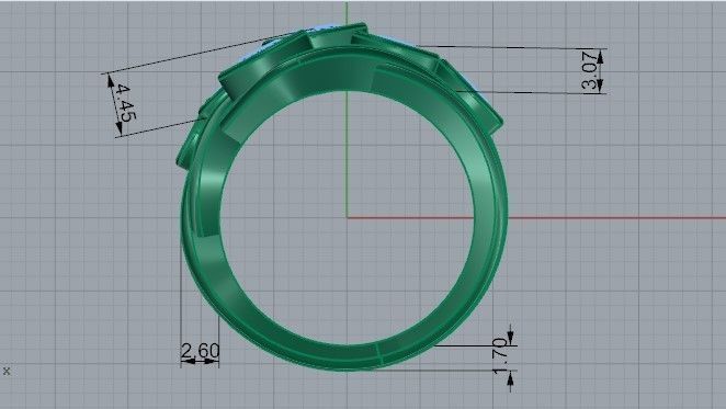 Helix pear stone ring 2255 3D print model  3D print model_6