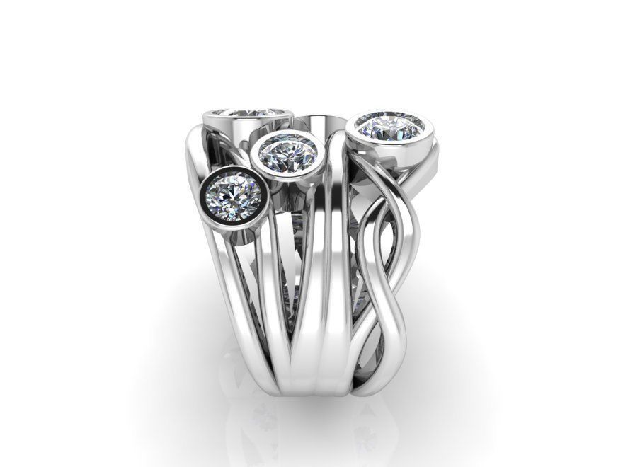 Helix pear stone ring 2255 3D print model  3D print model_3