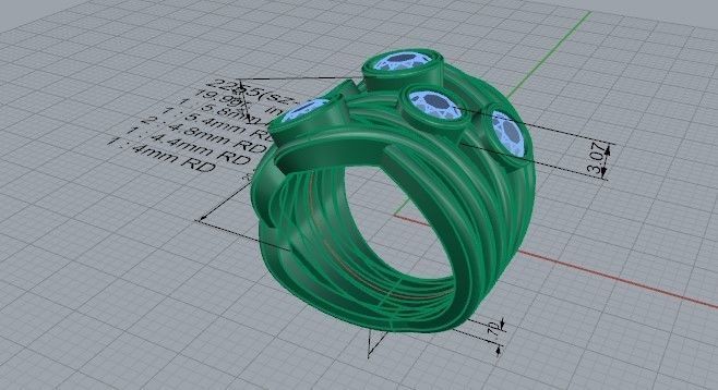 Helix pear stone ring 2255 3D print model  3D print model_5