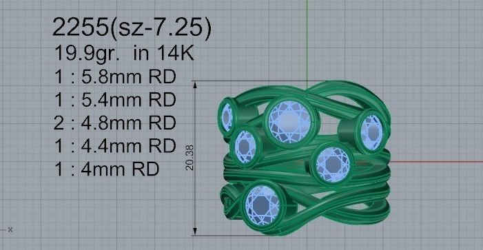 Helix pear stone ring 2255 3D print model  3D print model_4