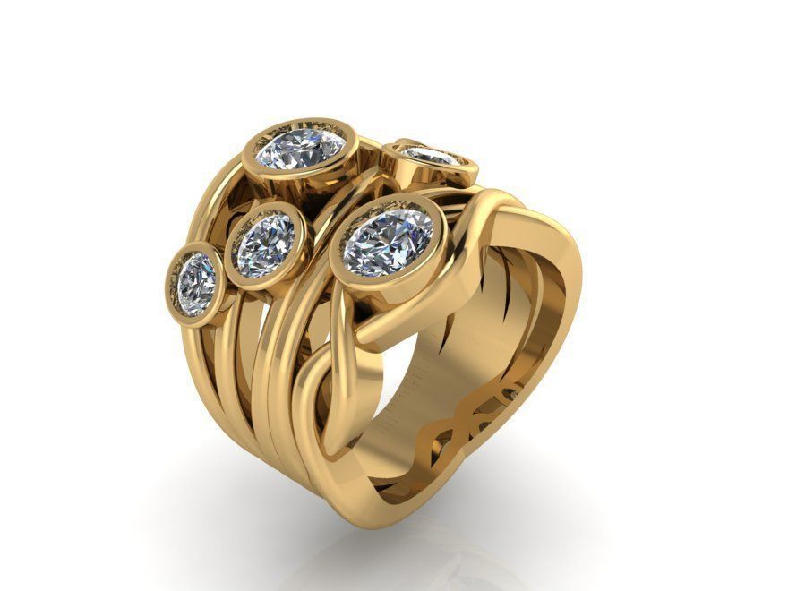 Helix pear stone ring 2255 3D print model  3D print model_1