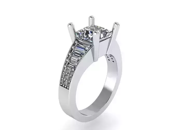 Square diamond stone ring 2260 3D print model 