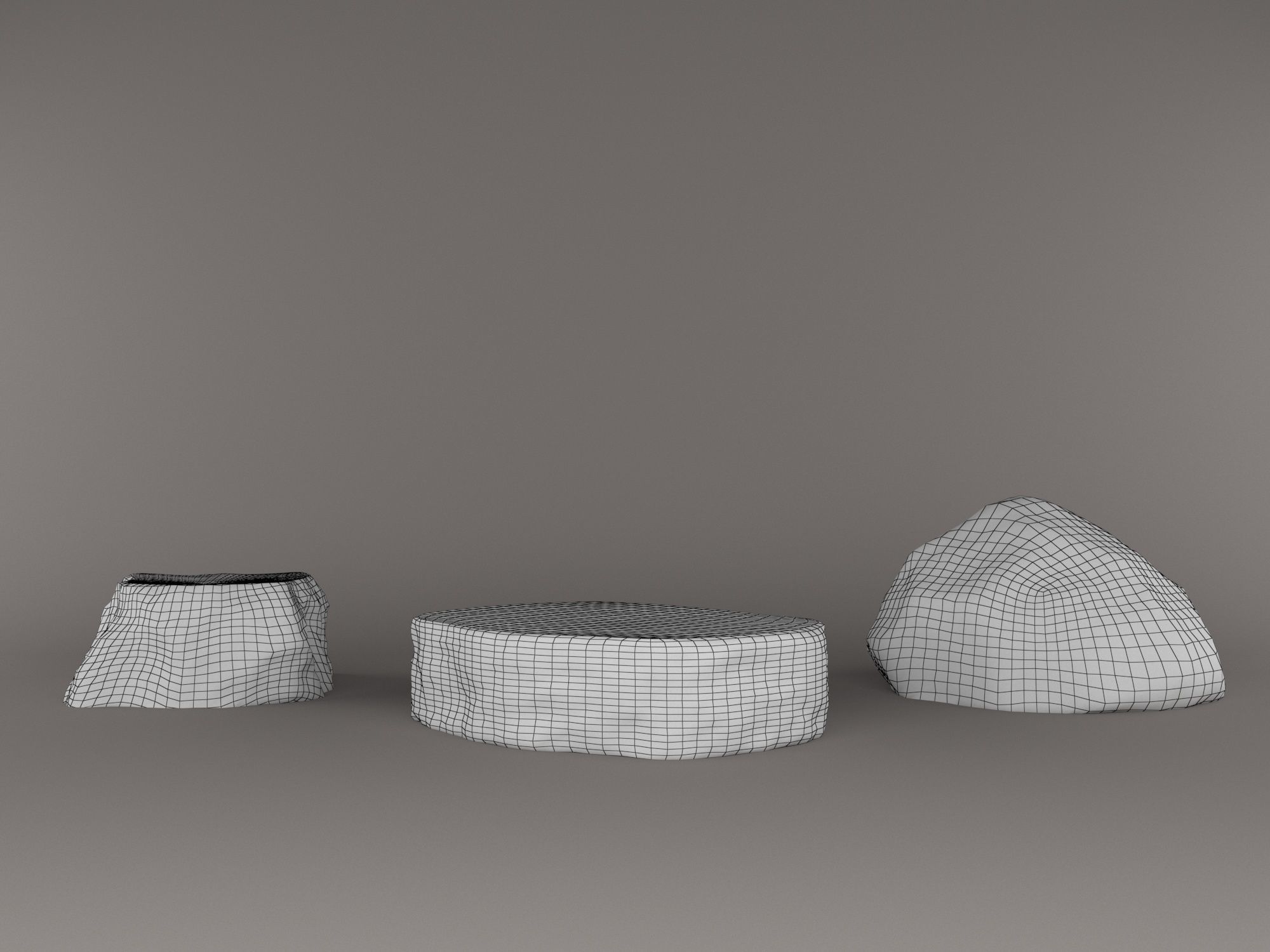 rock 3d model three rocks 3D model_3