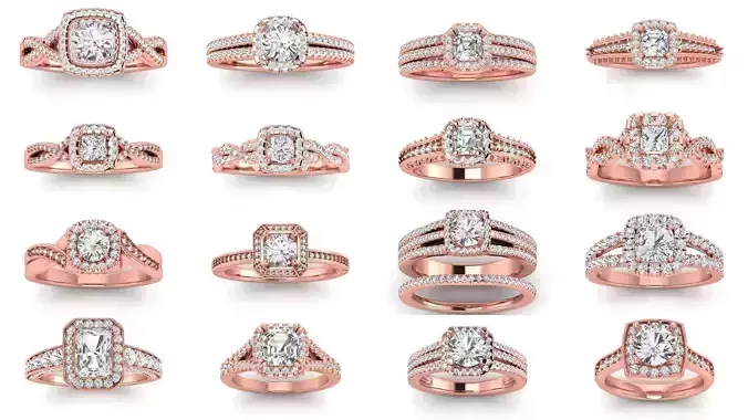 108 Square Shape Hole Women Ring Collection 