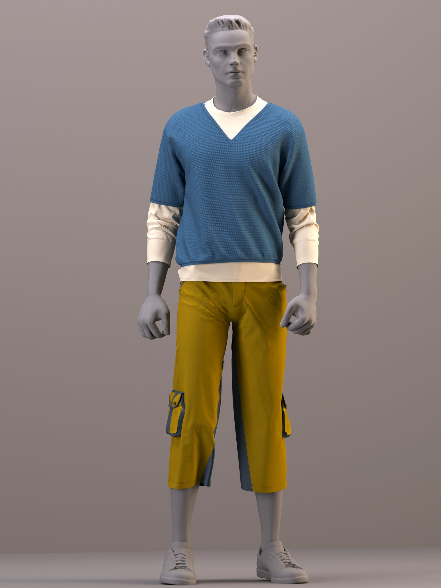 Men outfit - pullover and pants - ZPRG- FBX- OBJ- MTL -TEXTURES 3D model_11