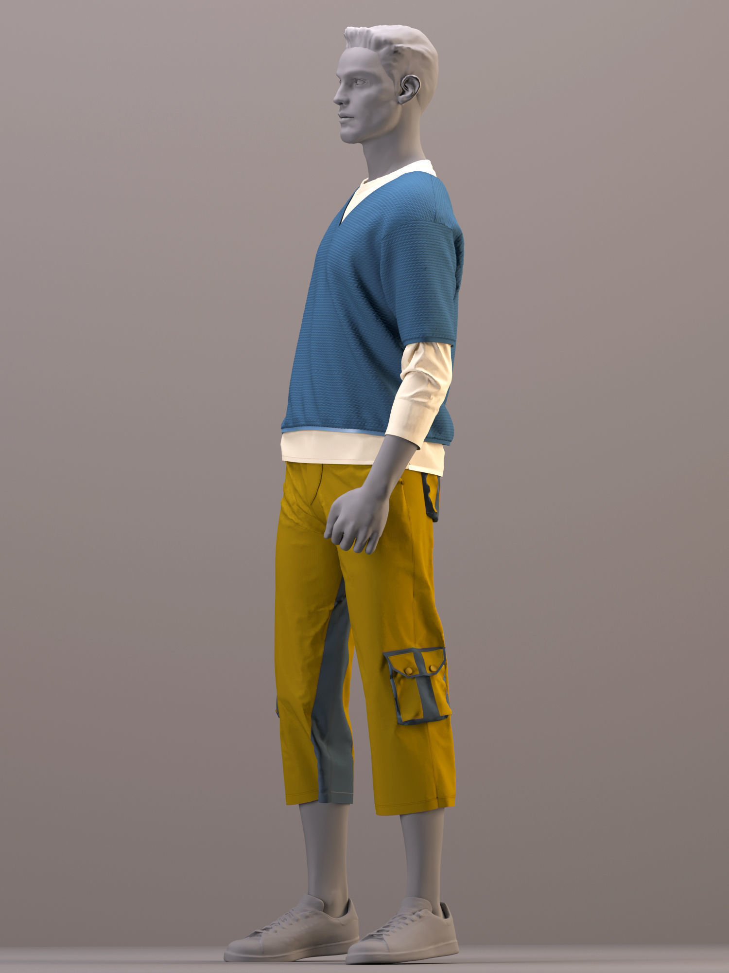 Men outfit - pullover and pants - ZPRG- FBX- OBJ- MTL -TEXTURES 3D model_8