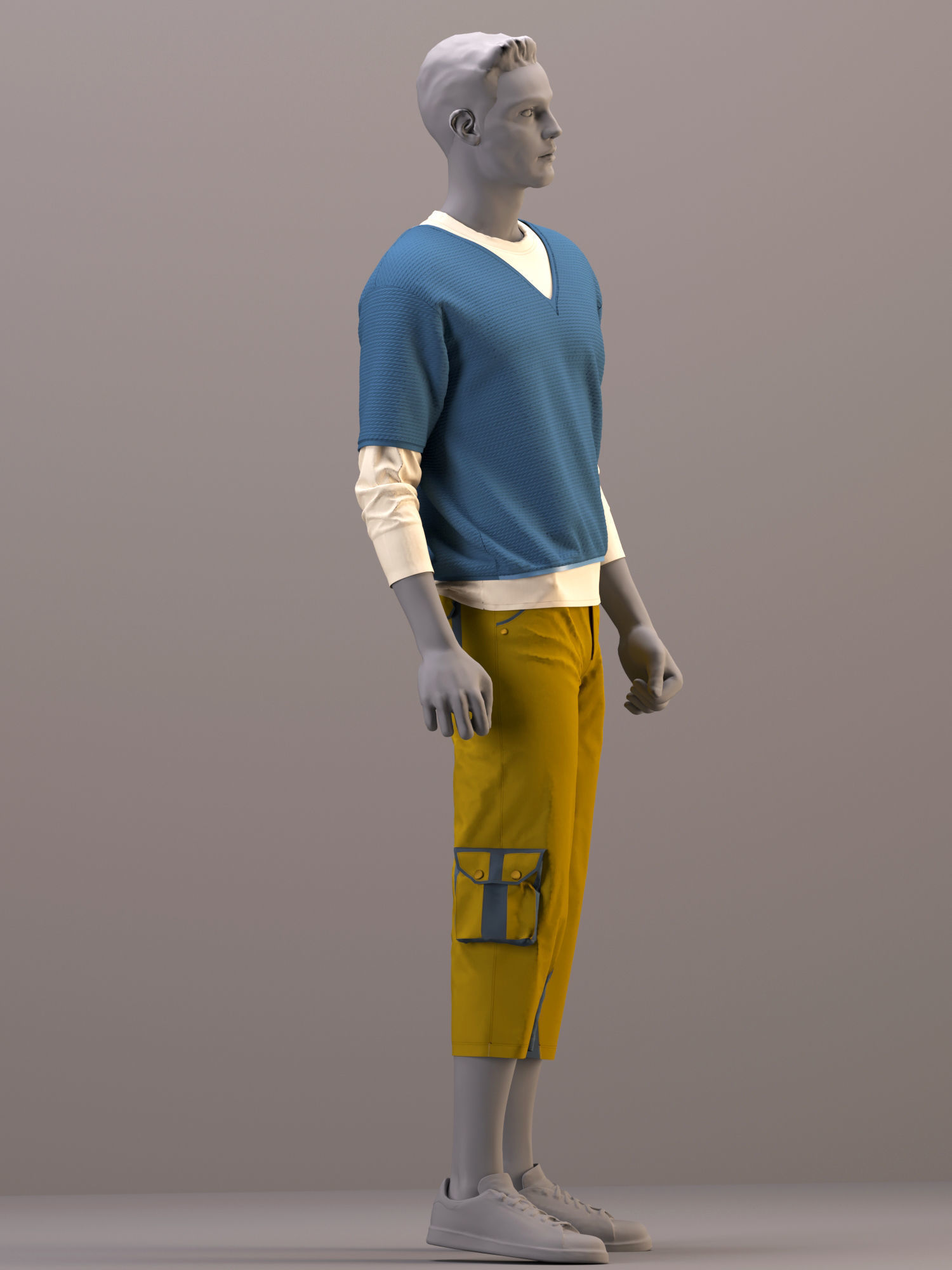 Men outfit - pullover and pants - ZPRG- FBX- OBJ- MTL -TEXTURES 3D model_9