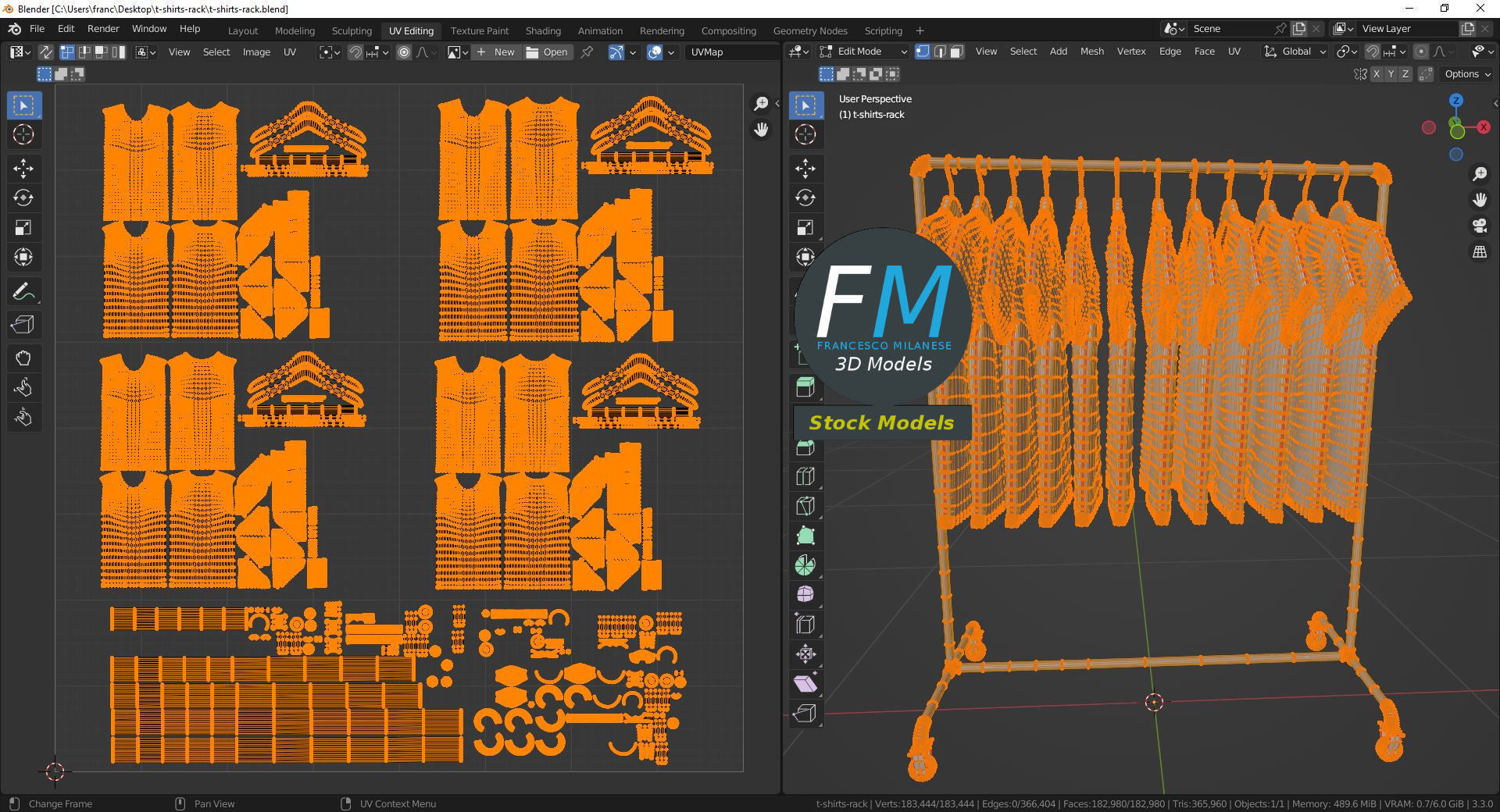 T-shirts rack 3D model_10