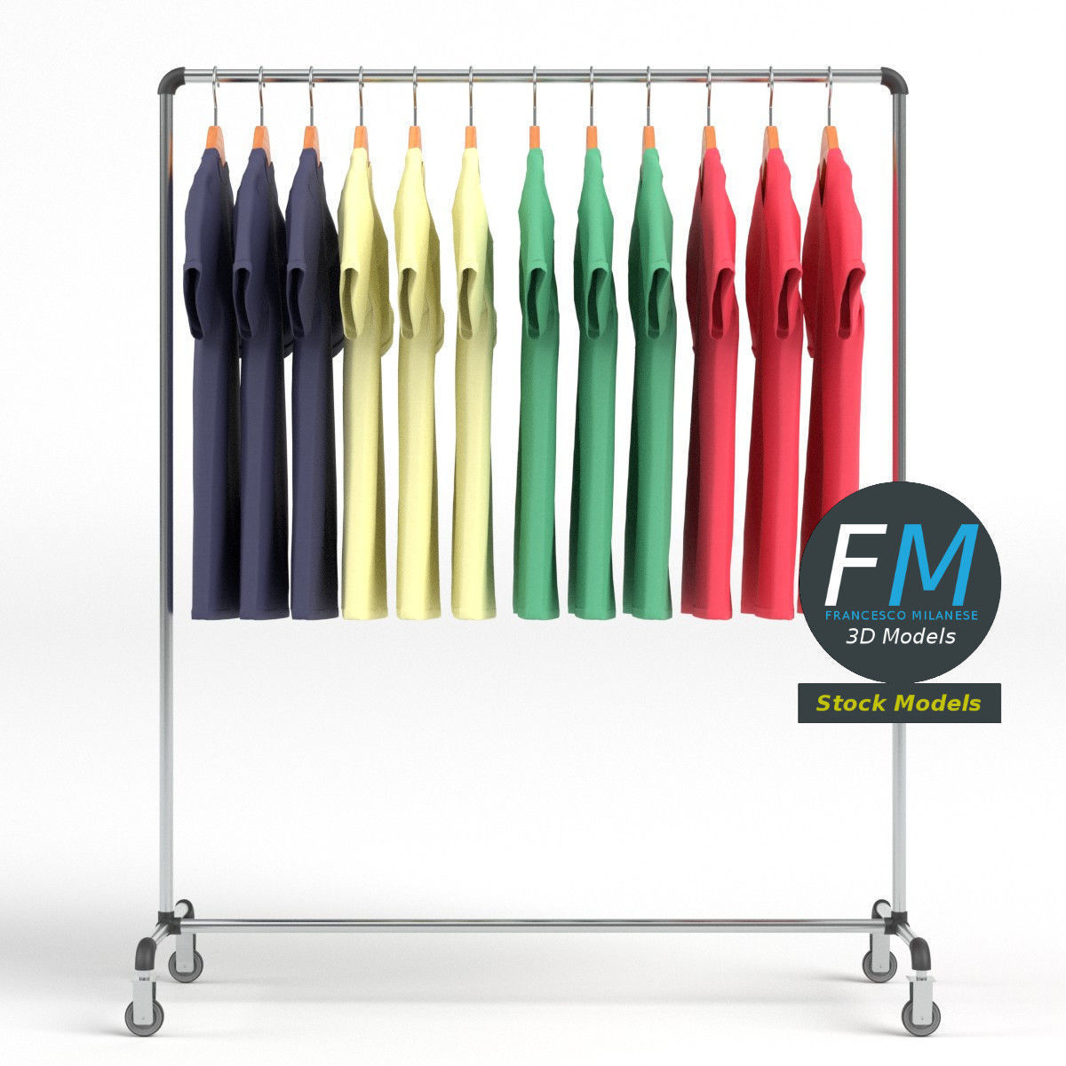 T-shirts rack 3D model_4