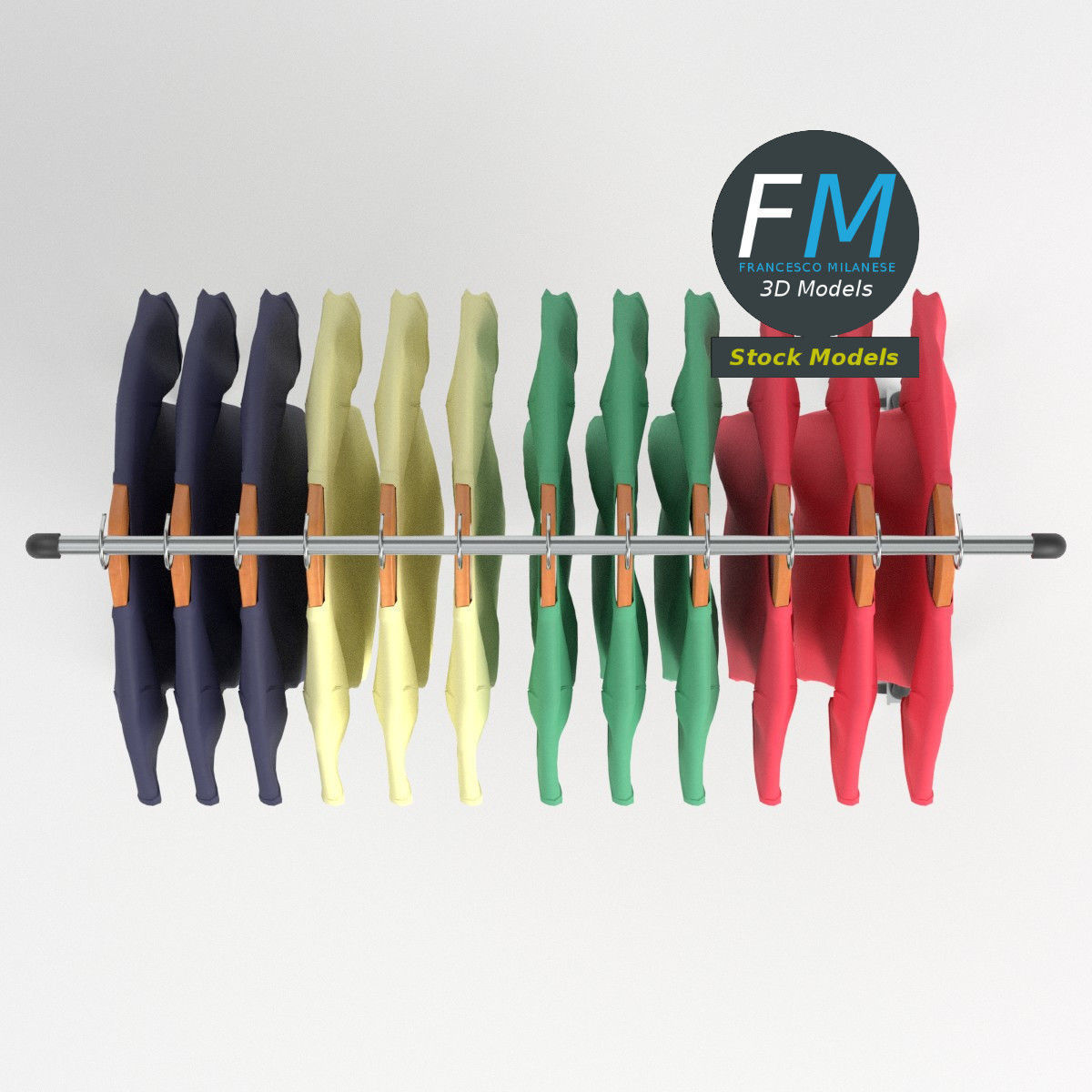 T-shirts rack 3D model_6