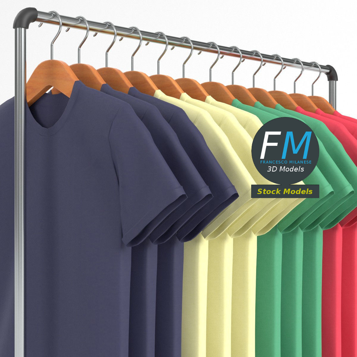 T-shirts rack 3D model_3