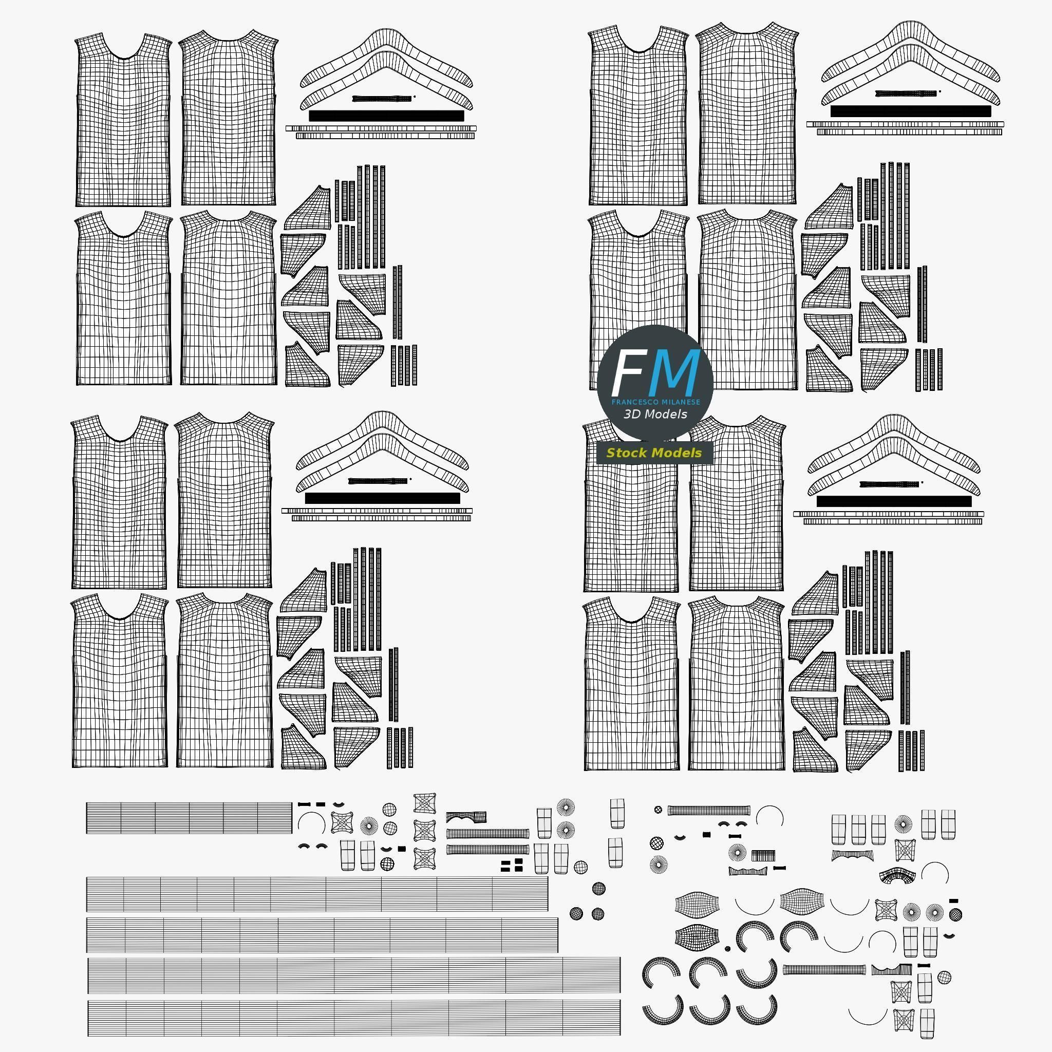 T-shirts rack 3D model_11