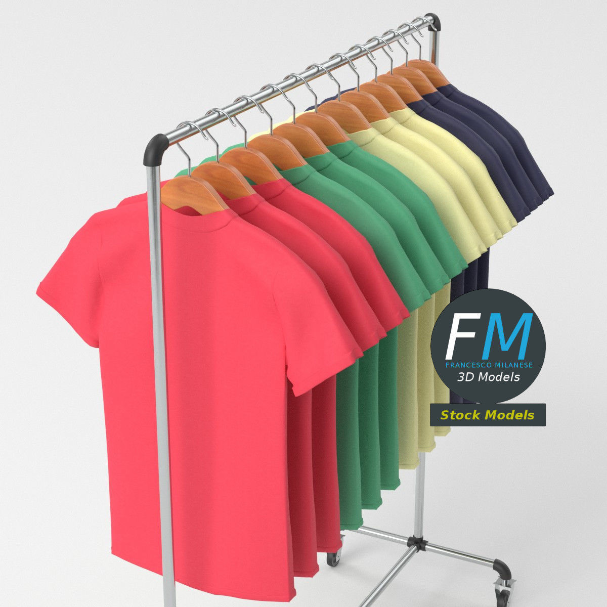 T-shirts rack 3D model_5
