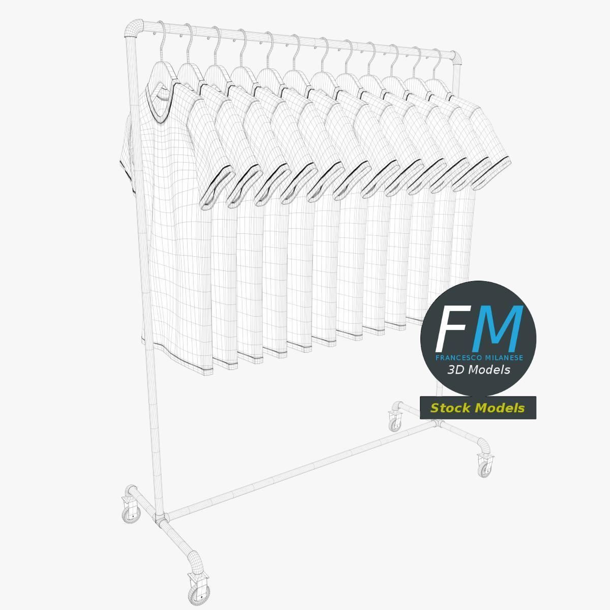 T-shirts rack 3D model_7
