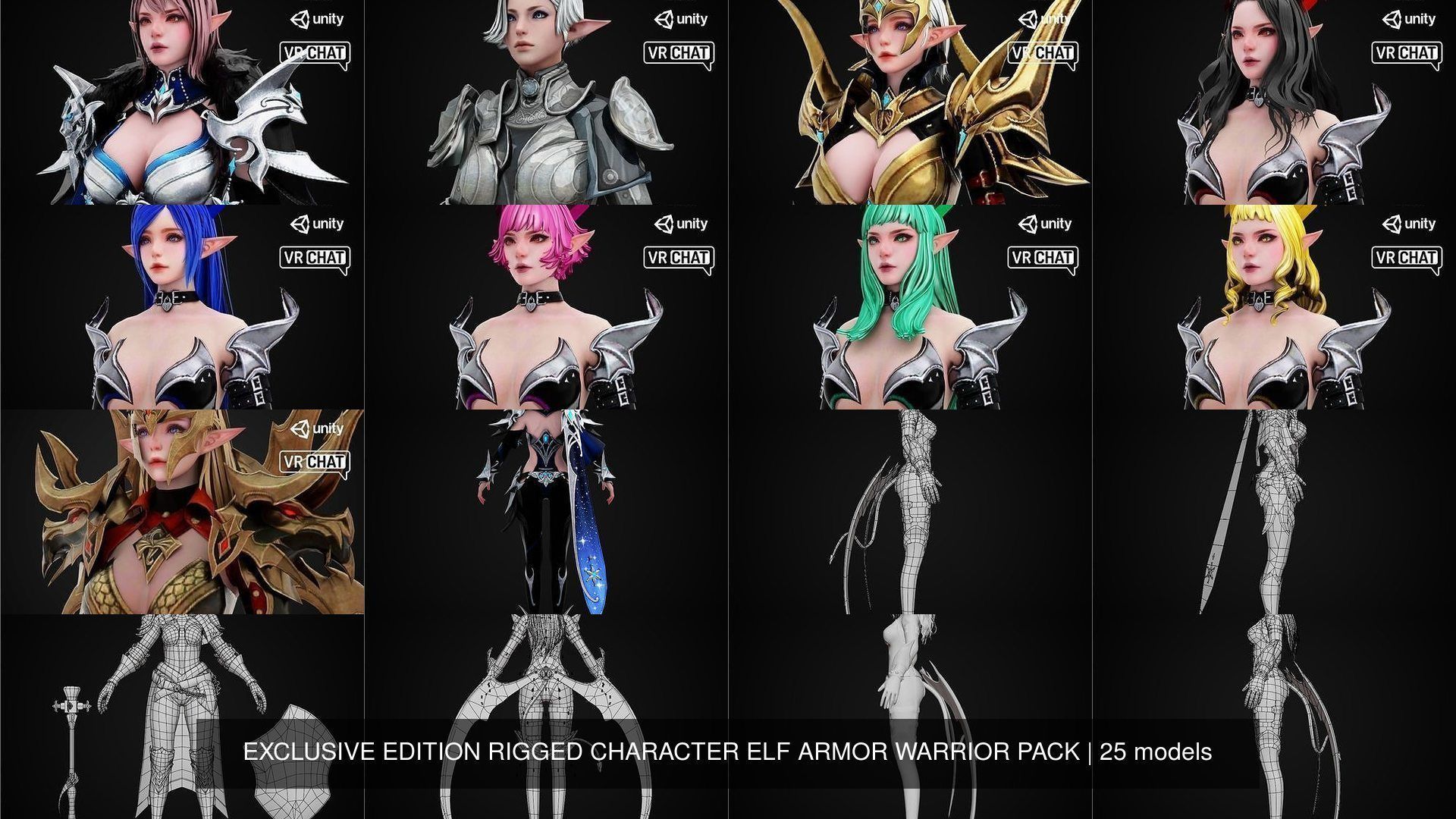 EXCLUSIVE ELF HUNTER EDITION RIGGED CHARACTER ELF WARRIOR PACK 3D Model Collection_7