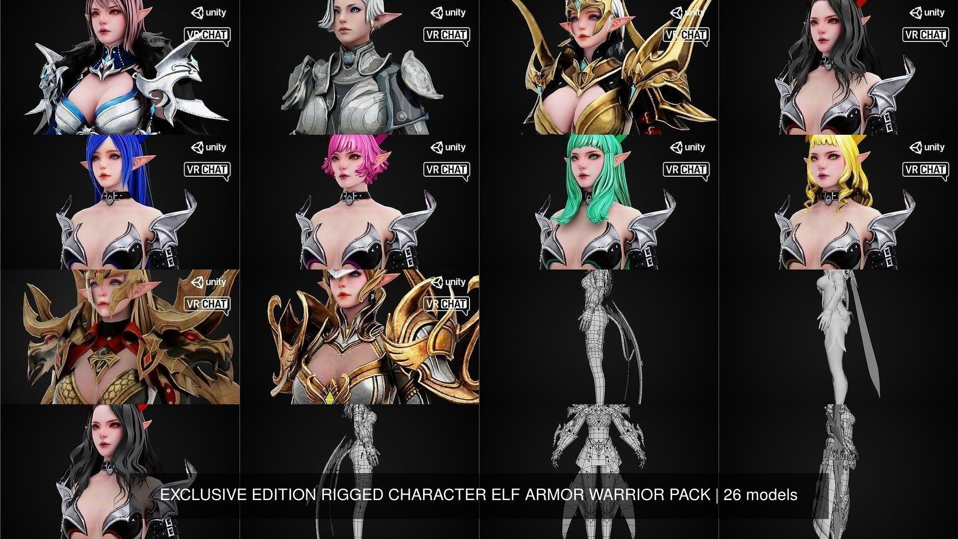 EXCLUSIVE ELF HUNTER EDITION RIGGED CHARACTER ELF WARRIOR PACK 3D Model Collection_4