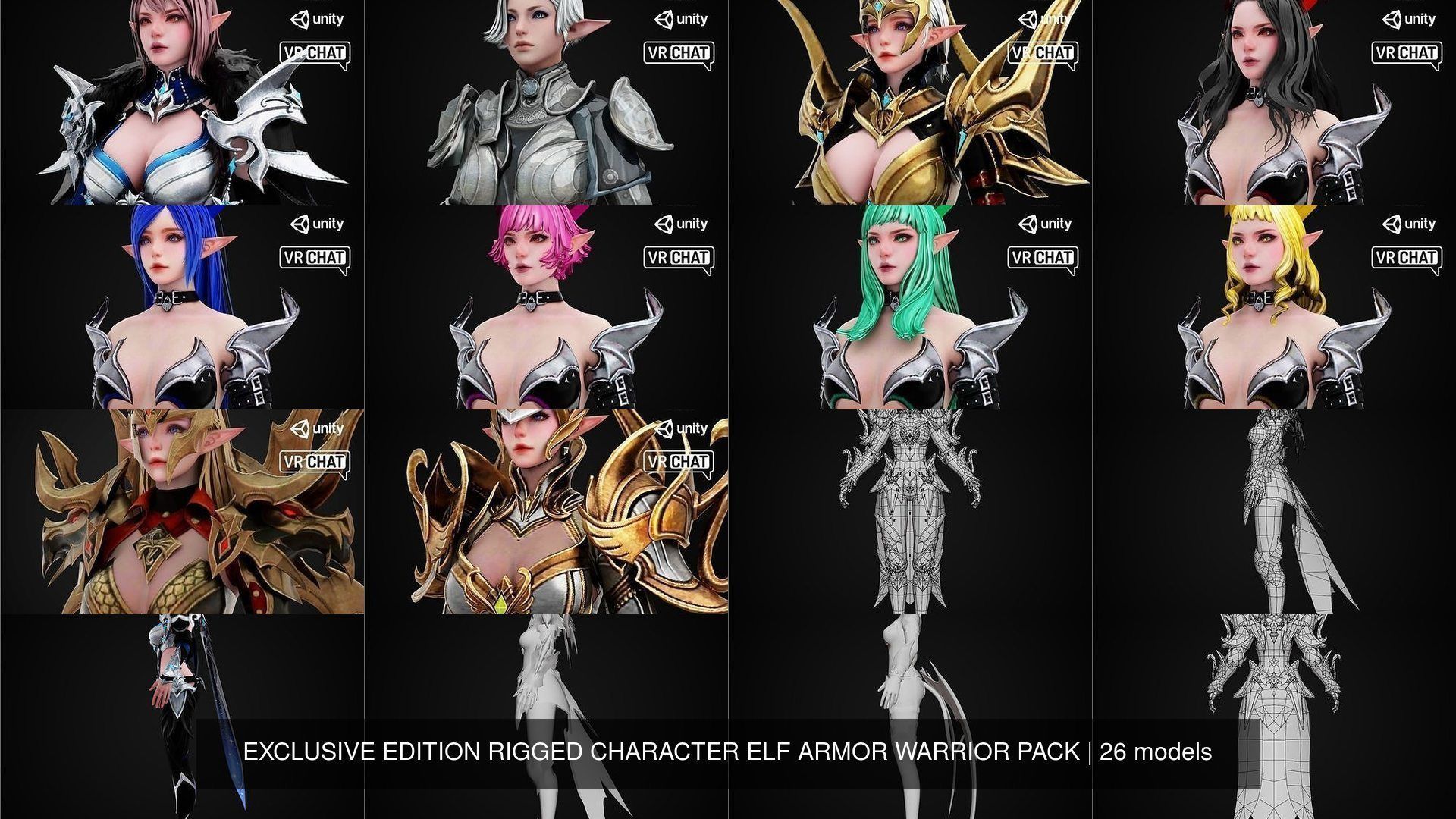 EXCLUSIVE ELF HUNTER EDITION RIGGED CHARACTER ELF WARRIOR PACK 3D Model Collection_3