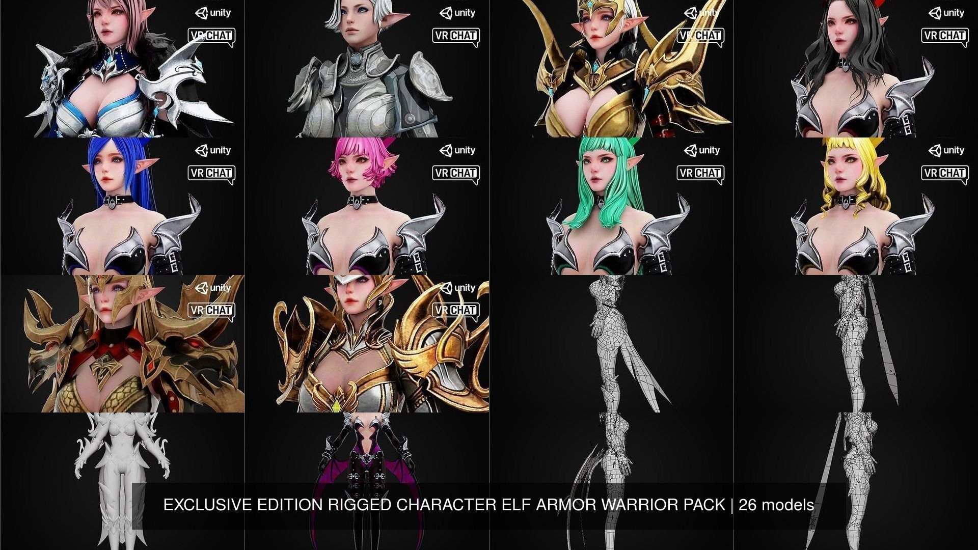 EXCLUSIVE ELF HUNTER EDITION RIGGED CHARACTER ELF WARRIOR PACK 3D Model Collection_8