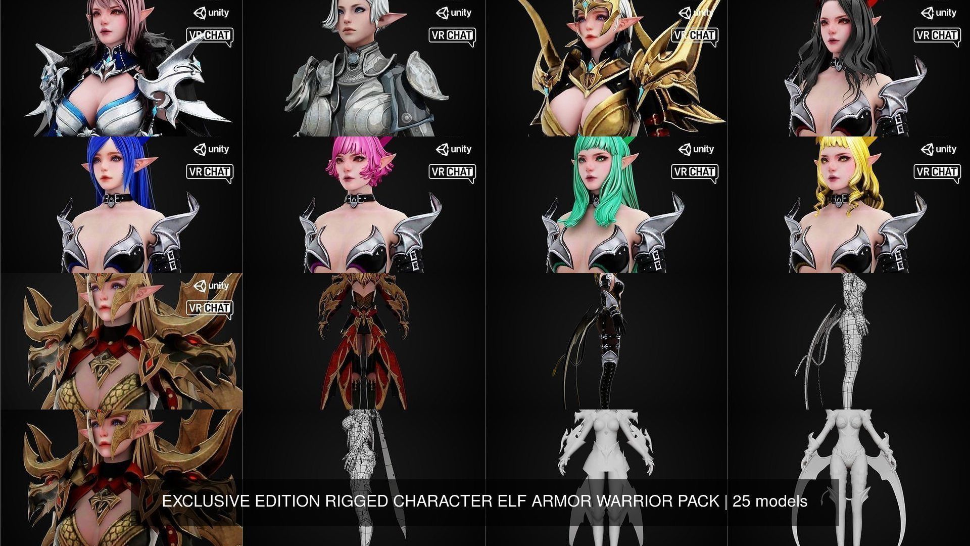 EXCLUSIVE ELF HUNTER EDITION RIGGED CHARACTER ELF WARRIOR PACK 3D Model Collection_12