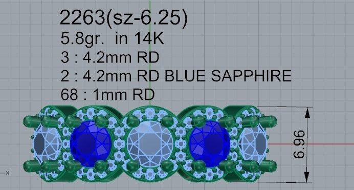 Blue and white diamond stone ring 2263 3D print model 3D print model_4