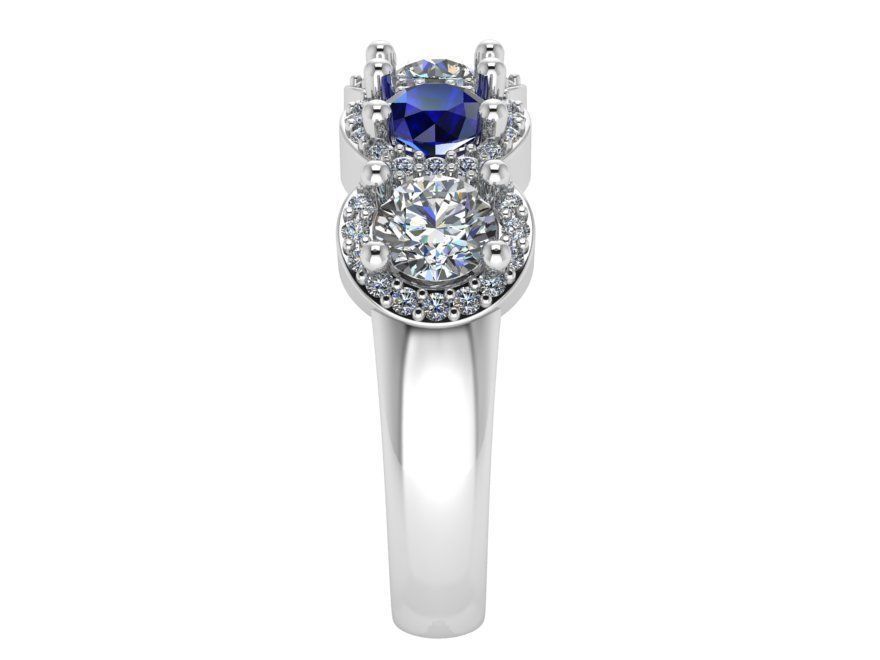 Blue and white diamond stone ring 2263 3D print model 3D print model_3