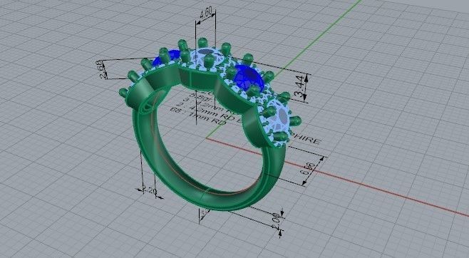 Blue and white diamond stone ring 2263 3D print model 3D print model_5