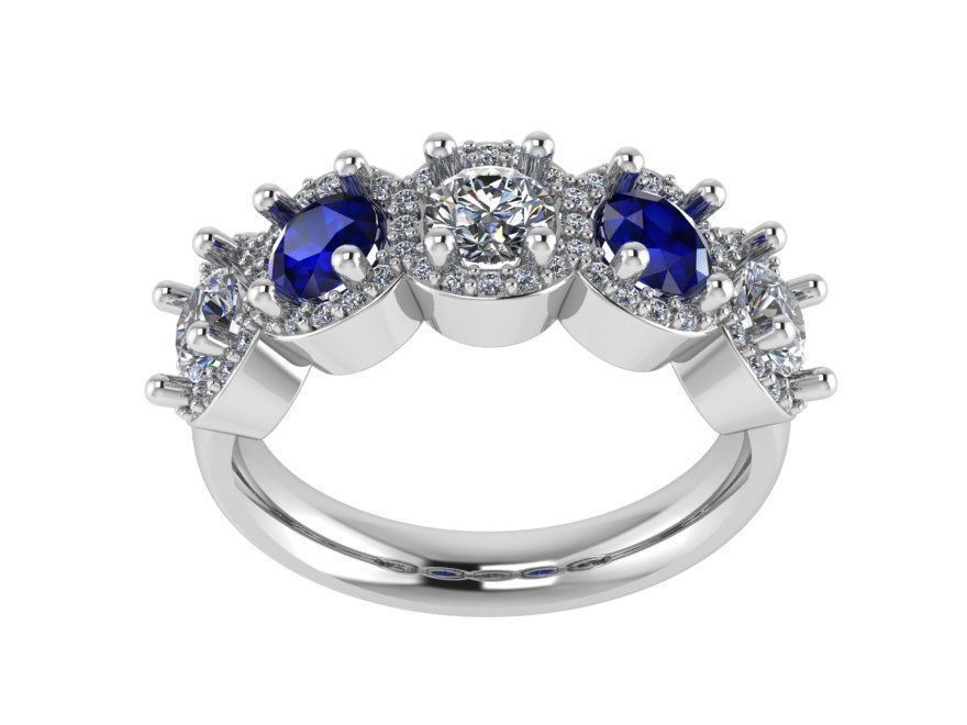 Blue and white diamond stone ring 2263 3D print model 3D print model_2