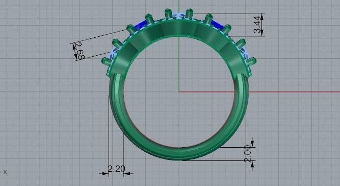 Blue and white diamond stone ring 2263 3D print model 3D print model_6