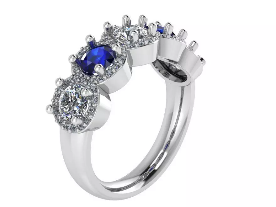 Blue and white diamond stone ring 2263 3D print model 3D print model_0