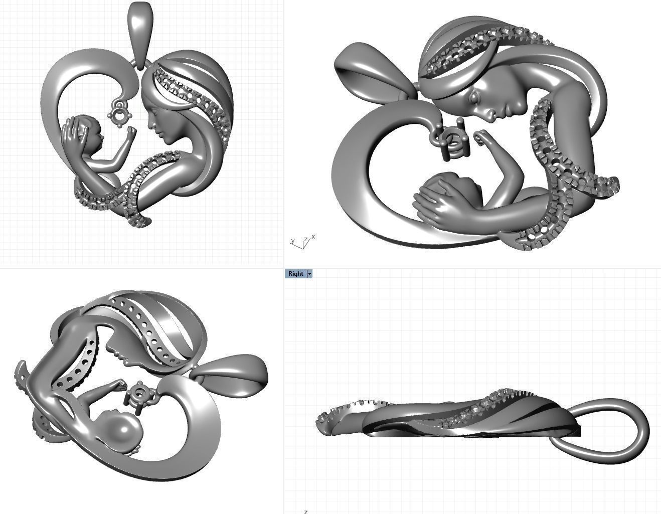 MOTHER AND SON PENDANT 3D print model_6