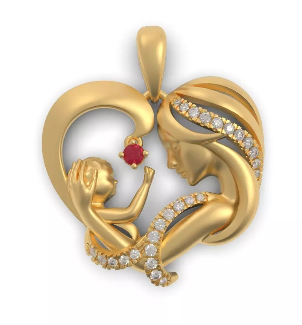 MOTHER AND SON PENDANT 3D print model_0