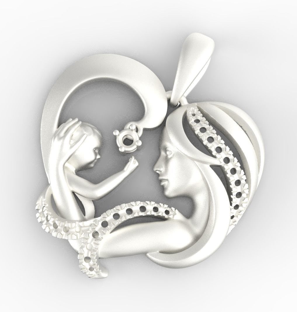MOTHER AND SON PENDANT 3D print model_9