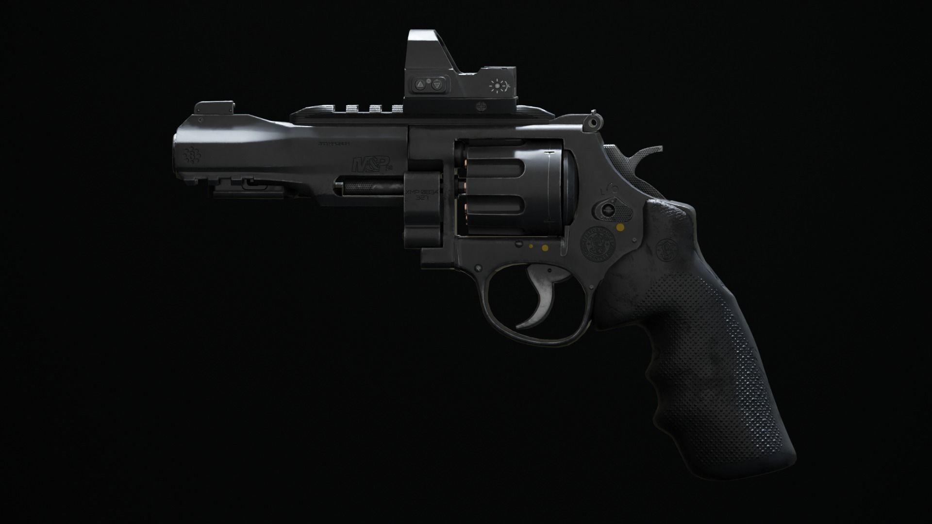 Revolver- gameready-PBR gun Low-poly 3D model_7