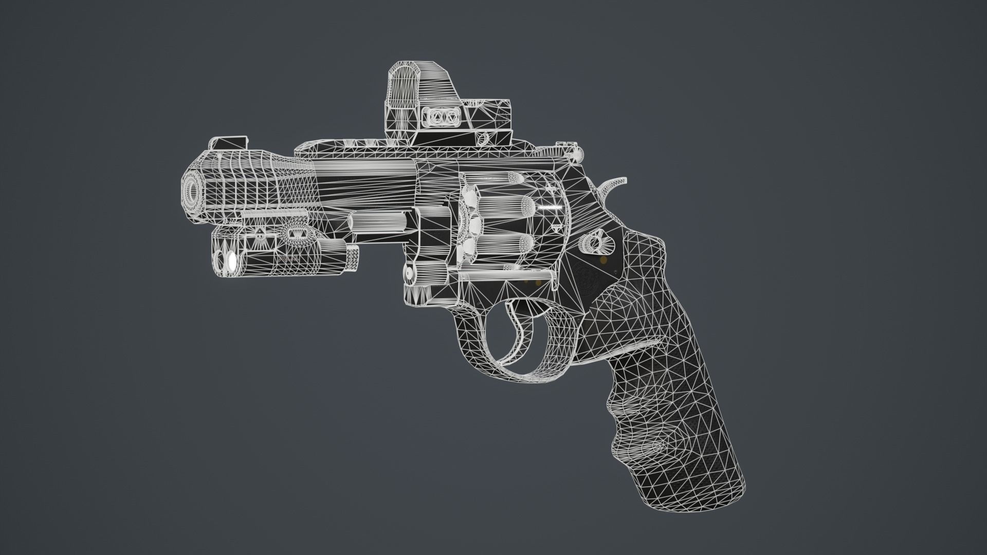 Revolver- gameready-PBR gun Low-poly 3D model_9