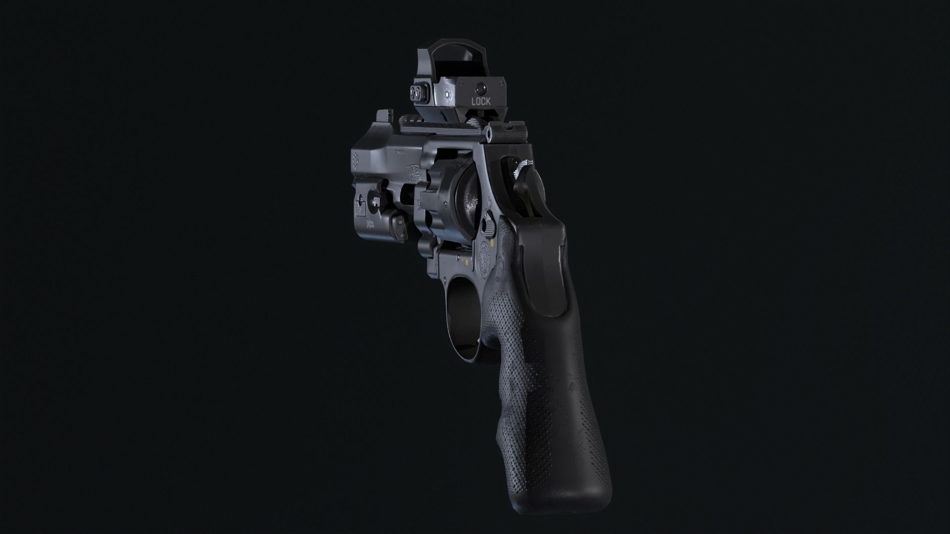 Revolver- gameready-PBR gun Low-poly 3D model_3