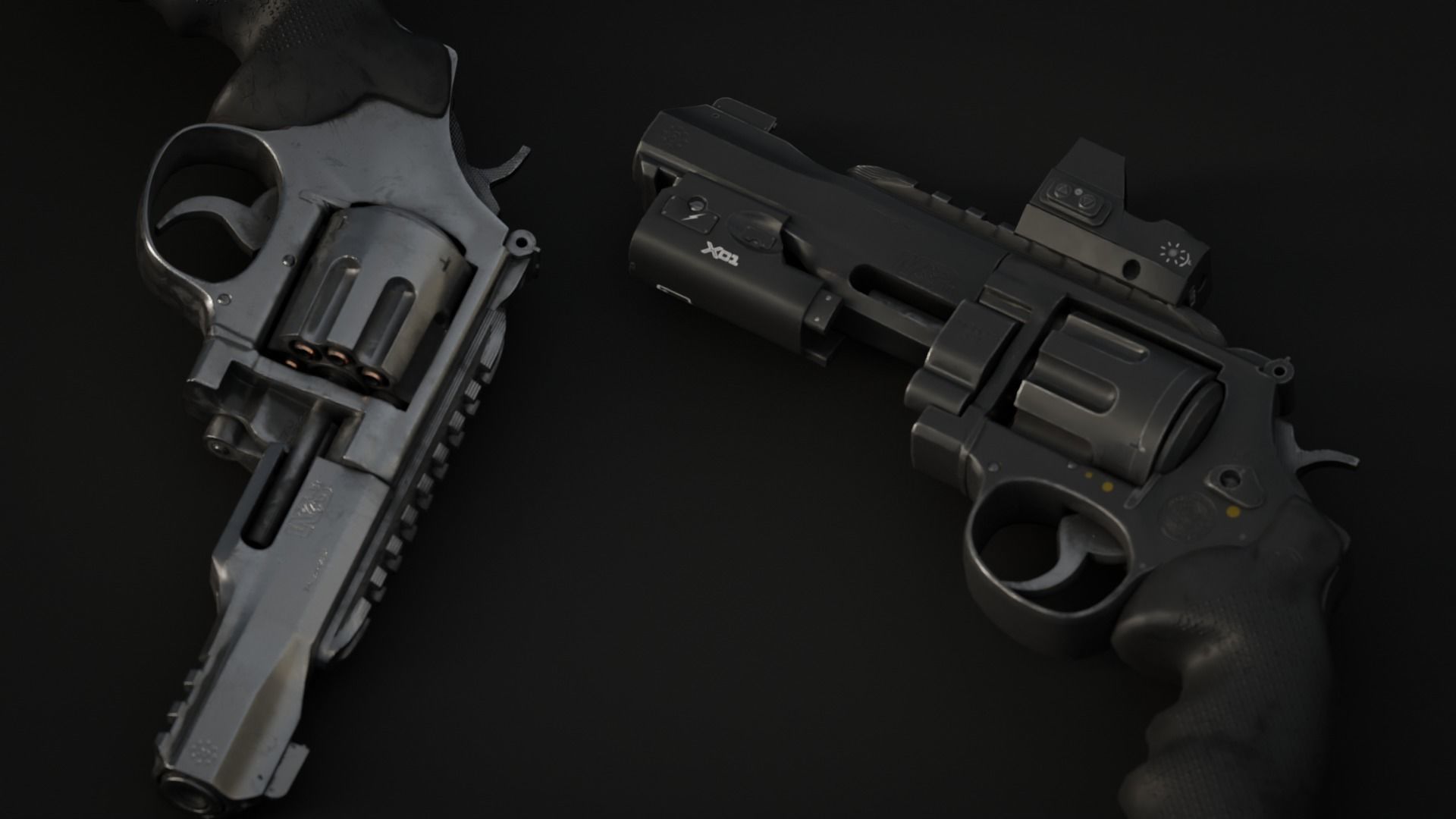 Revolver- gameready-PBR gun Low-poly 3D model_8
