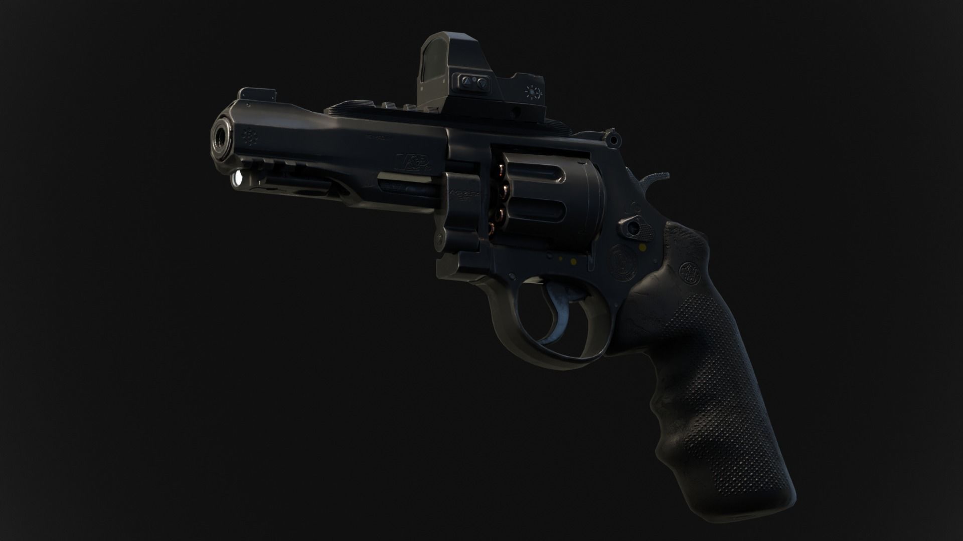 Revolver- gameready-PBR gun Low-poly 3D model_6