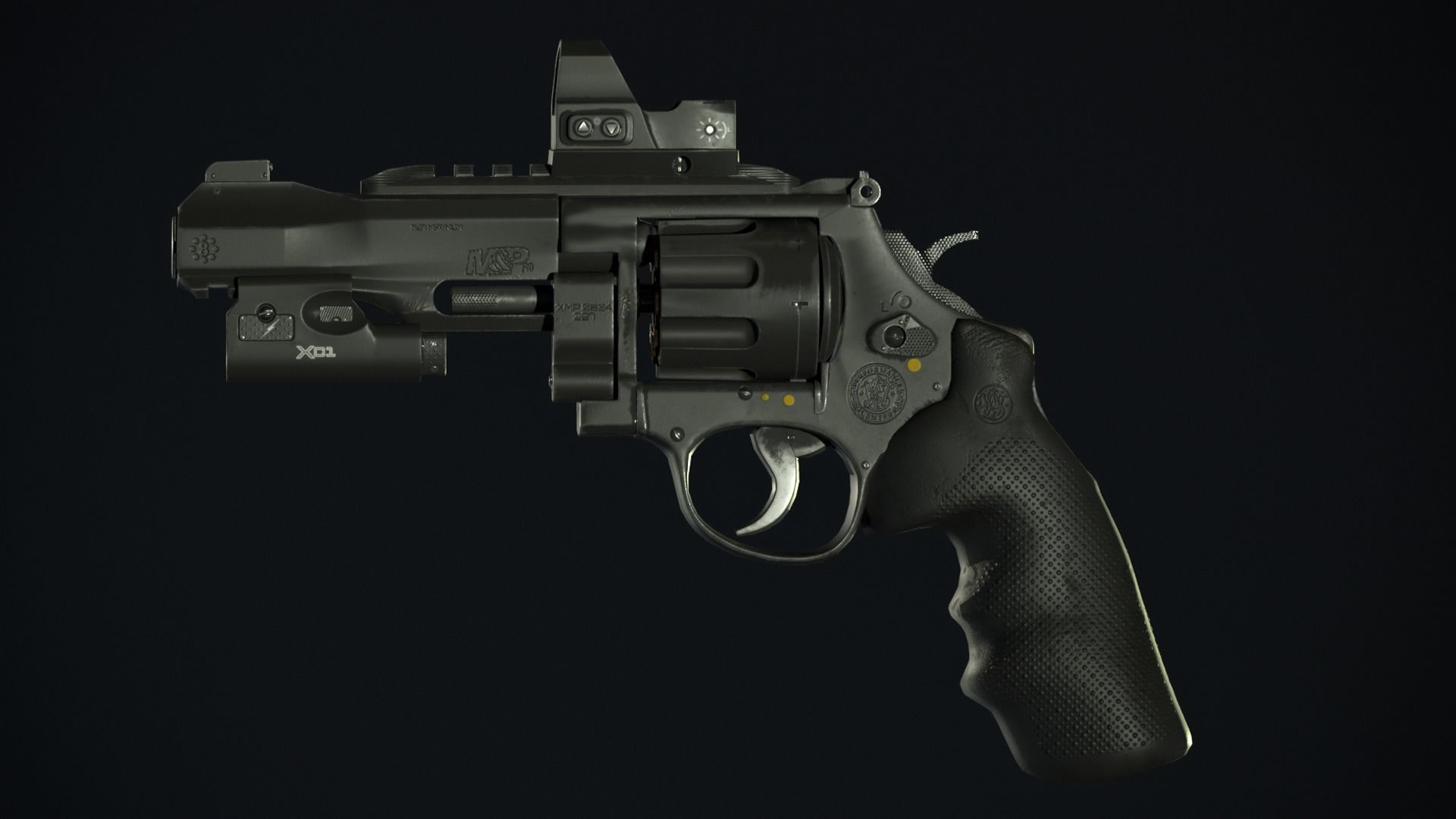 Revolver- gameready-PBR gun Low-poly 3D model_4