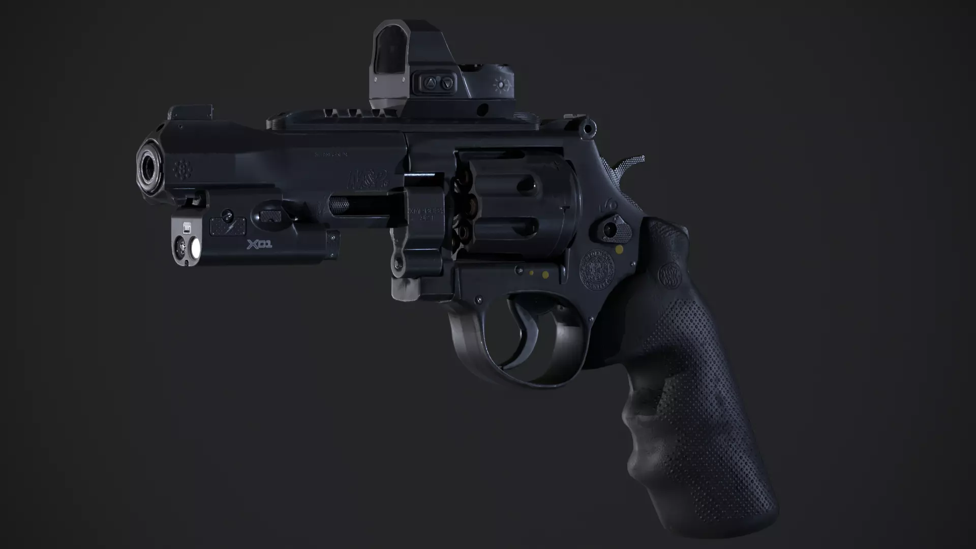 Revolver- gameready-PBR gun Low-poly 3D model_0